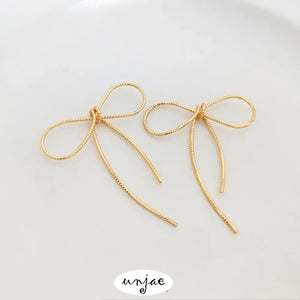 14K Hand-Wound Bow Frame Earrings Pendant DIY Jewelry