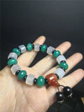 Green/Natural Chalcedony 12mm Bead Bracelet