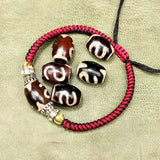 Hand-woven Ladies Amulet Bracelet Old Agate DZI Beads