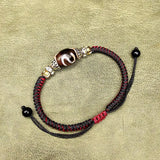 Hand-woven Ladies Amulet Bracelet Old Agate DZI Beads
