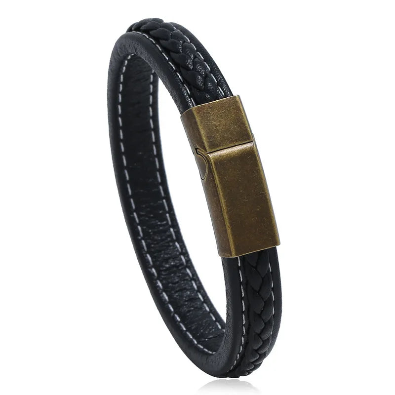 Ethnic Style Men's Leather Bracelet, Multi-layer PU Retro Jewelry