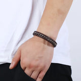 Hand-woven Men's Leather Bracelet Stainless Steel Creative Bracelet