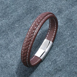 Hand-woven Men's Leather Bracelet Stainless Steel Creative Bracelet