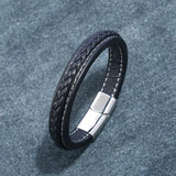Hand-woven Men's Leather Bracelet Stainless Steel Creative Bracelet