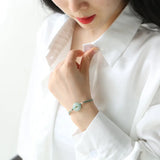Hand-woven Natural Jadeite Safety Bracelet 14K Filled Burmese Jade Women Gift