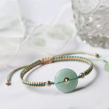 Hand-woven Natural Jadeite Safety Bracelet 14K Filled Burmese Jade Women Gift