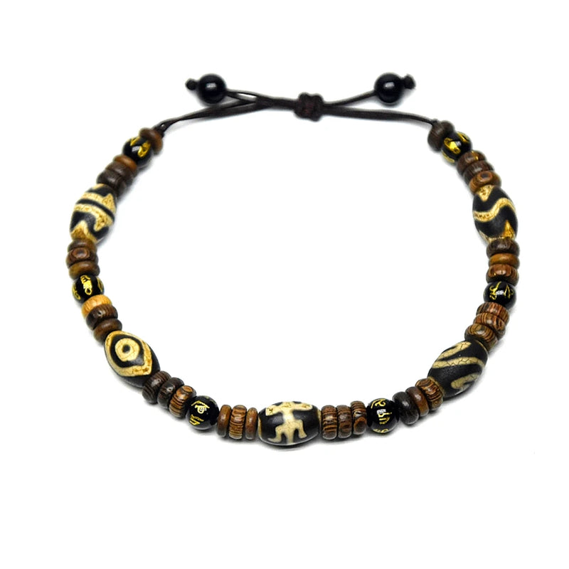 Hand-woven Tibetan Dzi Bead Bracelet Agate 8*12mm Men Women Ornament Bracelet