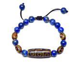Tibetan Dzi Bead Bracelet Lapis Agate 9eyes DZI Bracelet