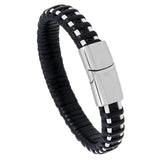 Titanium Steel Men's Leather Bracelet Magnet Buckle