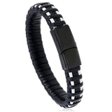 Titanium Steel Men's Leather Bracelet Magnet Buckle