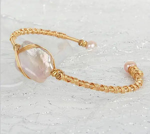 Baroque Freshwater Pearl Bracelet Hand Woven 14k Gold Injection Jewelry