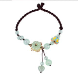 Hand-woven Women Anklet Bead Folk-custom Anklets Flower Transparent Beads