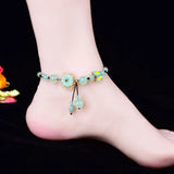 Hand-woven Women Anklet Bead Folk-custom Anklets Flower Transparent Beads