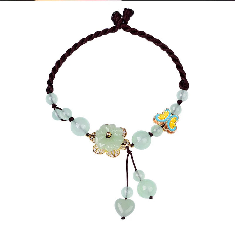 Hand-woven Women Anklet Bead Folk-custom Anklets Flower Transparent Beads