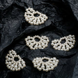 Hand Woven Pearl Retro Fan Beaded Half Circle DIY Jewelry Earrings 2pcs