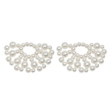 Hand Woven Pearl Retro Fan Beaded Half Circle DIY Jewelry Earrings 2pcs