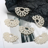 Hand Woven Pearl Retro Fan Beaded Half Circle DIY Jewelry Earrings 2pcs