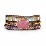 Handwoven Red Agate Stone Love Pendant Bracelet