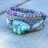 Hand Woven Rope Agate Turquoise Bracelet Men Women Gift