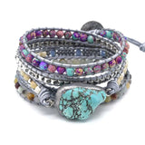 Hand Woven Rope Agate Turquoise Bracelet Men Women Gift