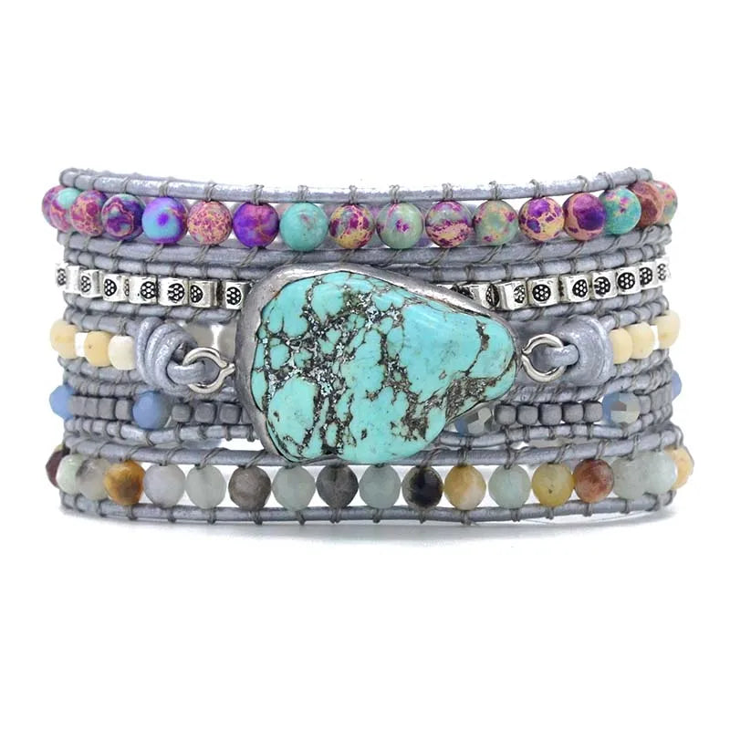Hand Woven Rope Agate Turquoise Bracelet Men Women Gift
