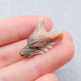 Wolf Head Pink Opal Stone Necklace Pendant 25x17x9mm