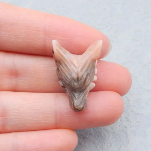 Wolf Head Pink Opal Stone Necklace Pendant 25x17x9mm