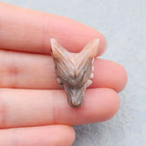 Wolf Head Pink Opal Stone Necklace Pendant 25x17x9mm