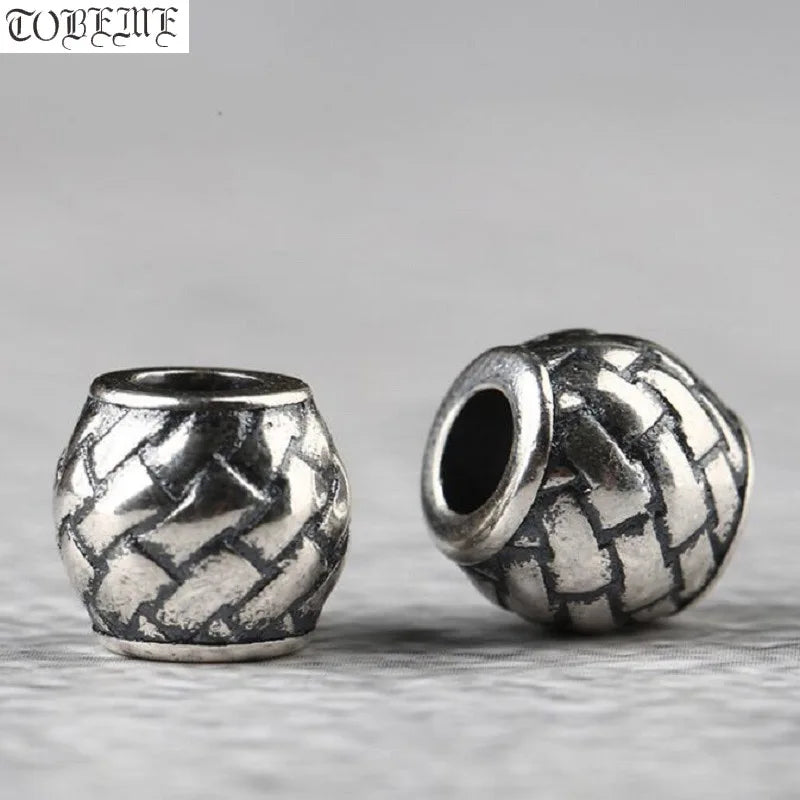 Vintage 925 Silver Large Hole Beads DIY Jewelry Findings