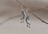 925 Silver Moon Star Earrings Vintage Bohemia Drop Earrings