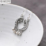 925 Silver Moon Star Earrings Vintage Bohemia Drop Earrings