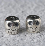 925 Silver Skull Beads Sterling Skeleton Loose Beads DIY Jewelry Findings