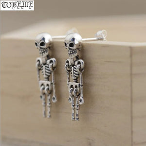 925 Silver Skull Earrings - Handcrafted Skeleton Earrings