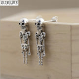 925 Silver Skull Earrings - Handcrafted Skeleton Earrings