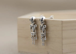 925 Silver Skull Earrings - Handcrafted Skeleton Earrings