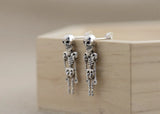 925 Silver Skull Earrings - Handcrafted Skeleton Earrings