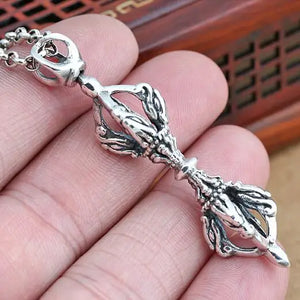 925 Silver Tibetan Dorje Pendant vintage Hinduism Vajra Amulet Pendant