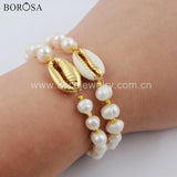 Cowrie Shell Bracelet with Pearl Beads, Beach Jewelry