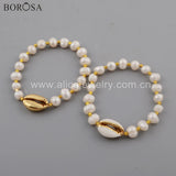 Cowrie Shell Bracelet with Pearl Beads, Beach Jewelry