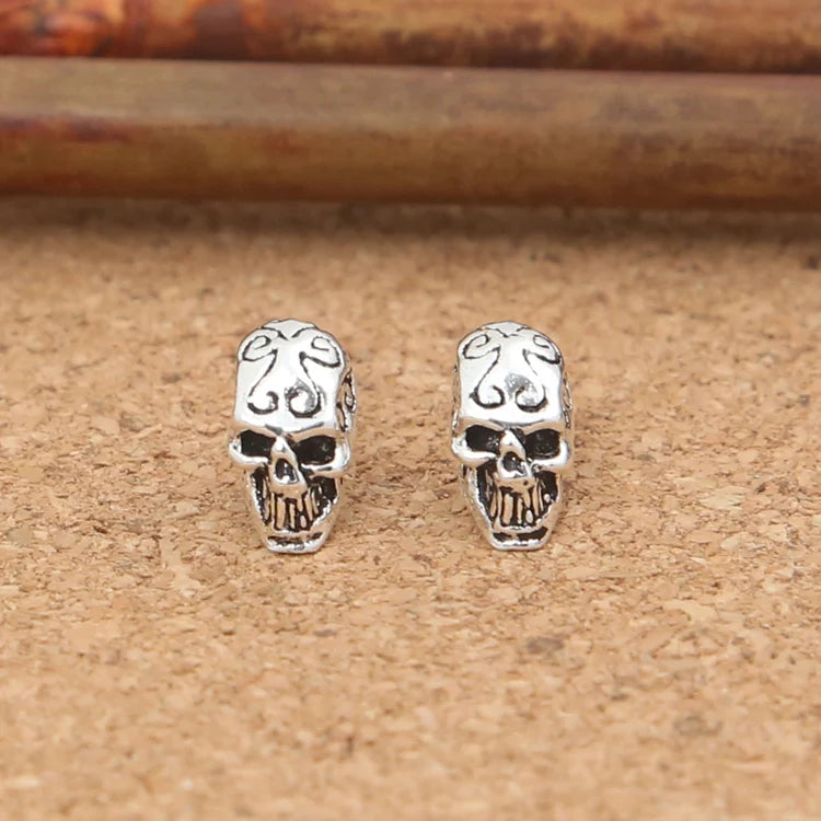 Thai Silver Skull Earrings Vintage 925 Silver Man Earrings