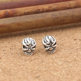 Thai Silver Skull Head Earrings Vintage 925 Silver Skeleton Earrings