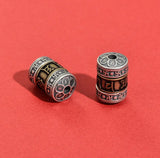 Vintage 925 Silver Tibetan OM Mani Padme Beads Buddhist Wanzi Symbol Good Luck