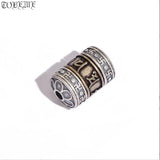 Vintage 925 Silver Tibetan OM Mani Padme Beads Buddhist Wanzi Symbol Good Luck