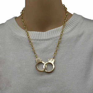 Handcuffs Pendant Necklace Punk Necklaces Metal Chain Collar Gothic Collares