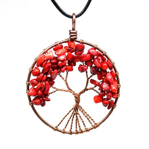Handknit Agate Chakra Choker Bronze Tree Of Life Necklace