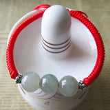 10mm Jade Bracelet Bangle for Women 925 Sterling Silver Red Thread Bracelet