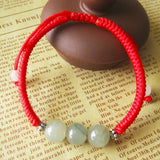 10mm Jade Bracelet Bangle for Women 925 Sterling Silver Red Thread Bracelet