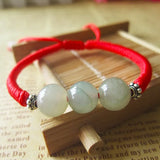 10mm Jade Bracelet Bangle for Women 925 Sterling Silver Red Thread Bracelet