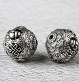 925 Silver Tibetan Babao Symbol Bead Eight Auspicious Symbol Good Luck Beads