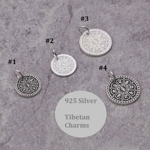 925 Silver Tibetan Six Words Proverb Charms Sterling Pendant